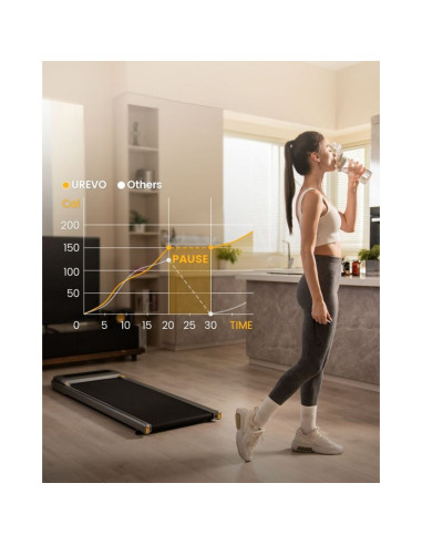 Bieżnia urevo u1 smart walkingpad + biurko regulowane elektrycznie tuckano czarny/orzech