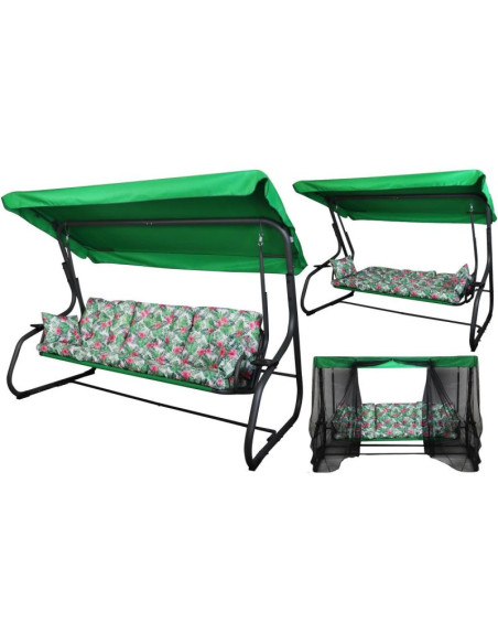 Huśtawka ogrodowa 3-osobowa matylda z moskitierą
