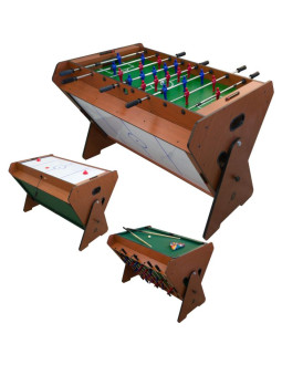 Stół do gry obrotowy 3w1 bilard piłkarzyki cymbergaj 121x89x84,5cm