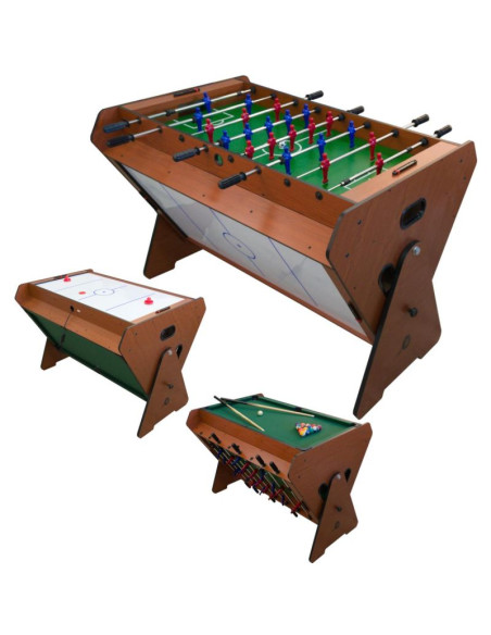 Stół do gry obrotowy 3w1 bilard piłkarzyki cymbergaj 121x89x84,5cm