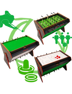 Stół do gry obrotowy 3w1 bilard piłkarzyki cymbergaj 121x84,5x85,3cm czarny