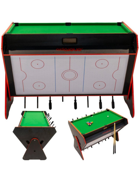 Stół do gry obrotowy 3w1 bilard piłkarzyki cymbergaj 121x84,5x85,3cm czarny