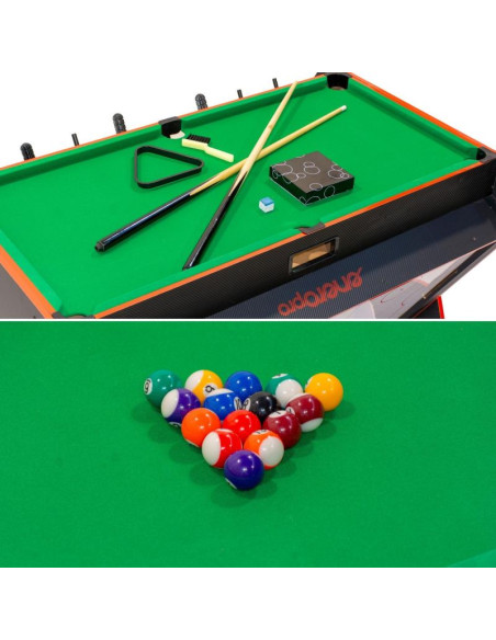 Stół do gry obrotowy 3w1 bilard piłkarzyki cymbergaj 121x84,5x85,3cm czarny