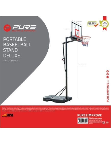 Zestaw regulowany do koszykówki 2.30-3.05m pure 2 improve