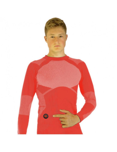 Glovii ogrzewany zestaw bielizny termoaktywnej bluza i spodnie, rozmiar m, pomarańczowy, baterie i ładowarka w zestawie, gxrm