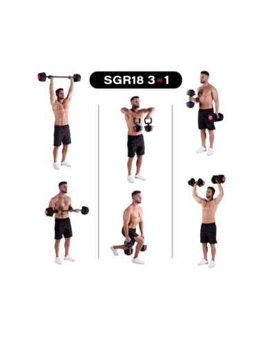 Zestaw regulowanych sztangielek hms sgr18 pro set 3w1 41 kg