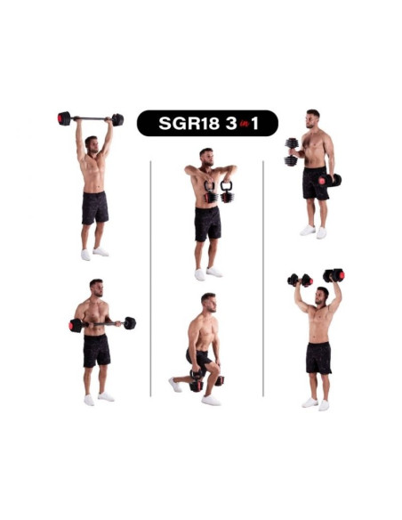 Zestaw regulowanych sztangielek hms sgr18 pro set 3w1 41 kg
