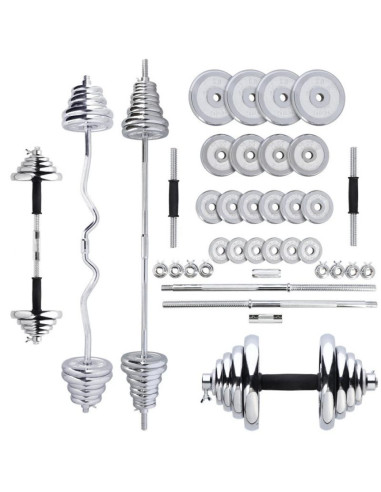 Zestaw ciężarów 3w1 hms stc55 (sztangielki, sztanga prosta i łamana) chromowane w walizce 55kg