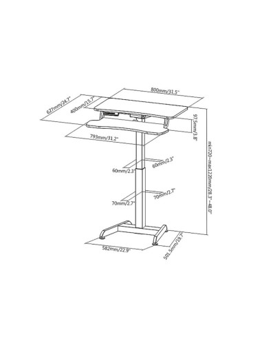 Maclean biurko elektryczne, stolik, stacja robocza regulacja wys max wys 122cm max 37 kg - do pracy stojąco siedzącej mc-835