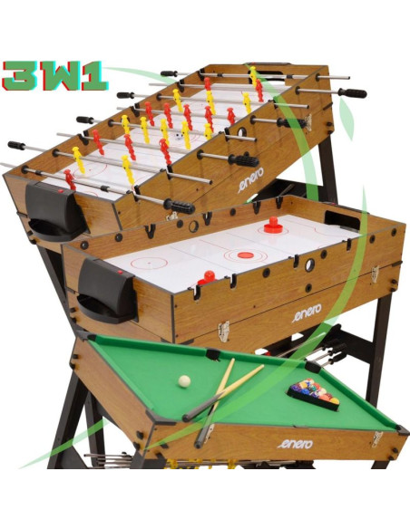 Stół do gry 3w1 wooden piłkarzyki bilard cymbergaj 121x61x81cm