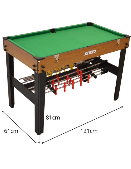 Stół do gry 3w1 wooden piłkarzyki bilard cymbergaj 121x61x81cm