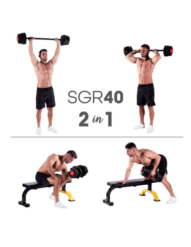 Zestaw regulowanych sztangielek hms sgr40 pro set 2w1 43,5 kg