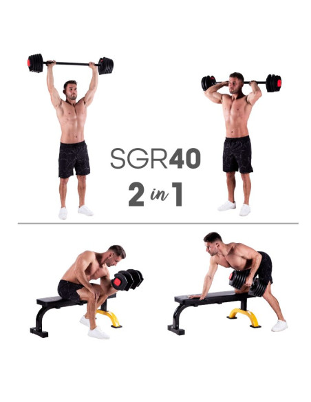 Zestaw regulowanych sztangielek hms sgr40 pro set 2w1 43,5 kg