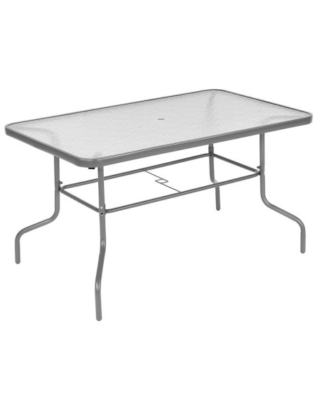 Zestaw mebli ogrodowych stół 4 krzesła i parasol szary