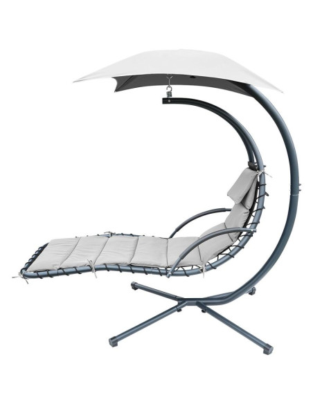 Huśtawka fotel bujany z parasolem lizbona szara