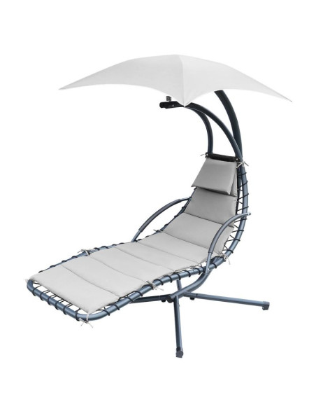 Huśtawka fotel bujany z parasolem lizbona szara