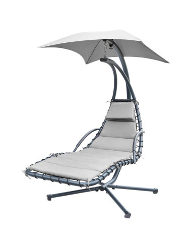 Huśtawka fotel bujany z parasolem lizbona szara