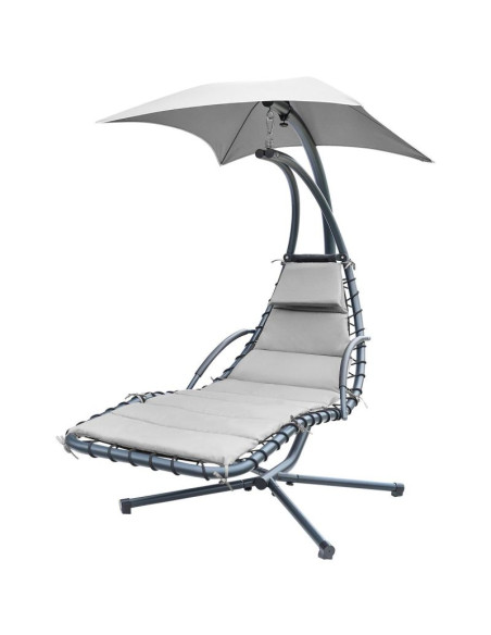 Huśtawka fotel bujany z parasolem lizbona szara