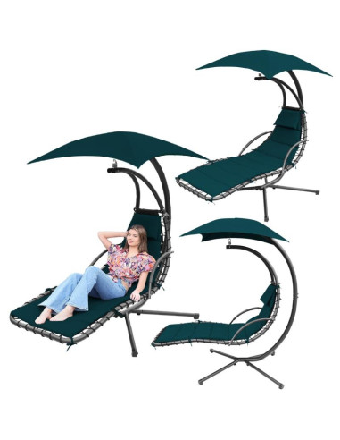 Huśtawka fotel bujany z parasolem lizbona turkusowa