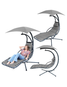 Huśtawka fotel bujany z parasolem lizbona ciemno szara