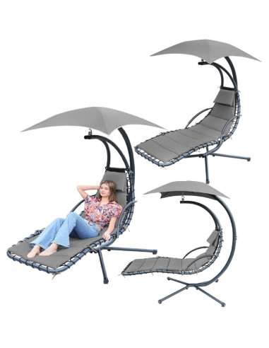 Huśtawka fotel bujany z parasolem lizbona ciemno szara