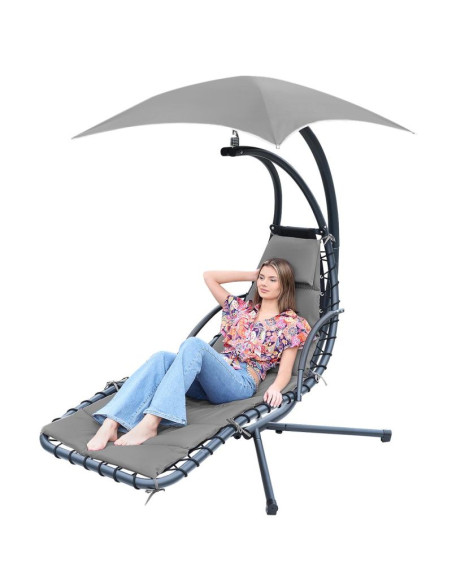 Huśtawka fotel bujany z parasolem lizbona ciemno szara
