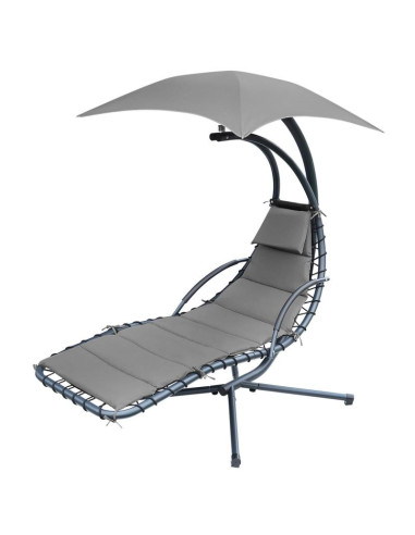 Huśtawka fotel bujany z parasolem lizbona ciemno szara