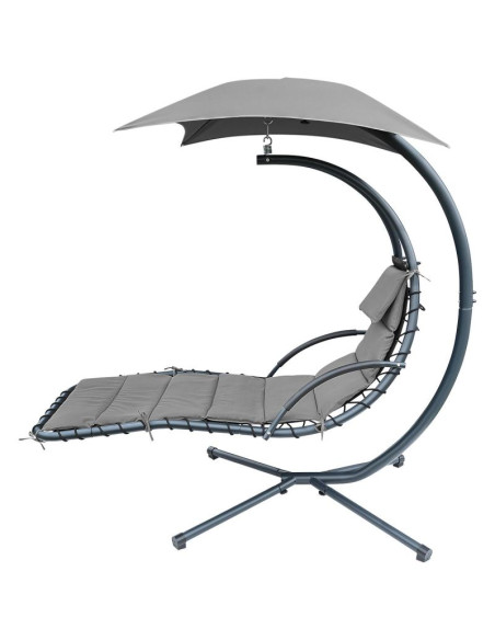 Huśtawka fotel bujany z parasolem lizbona ciemno szara