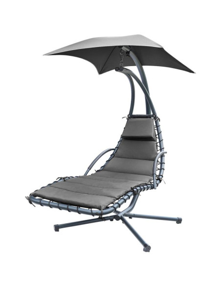 Huśtawka fotel bujany z parasolem lizbona ciemno szara