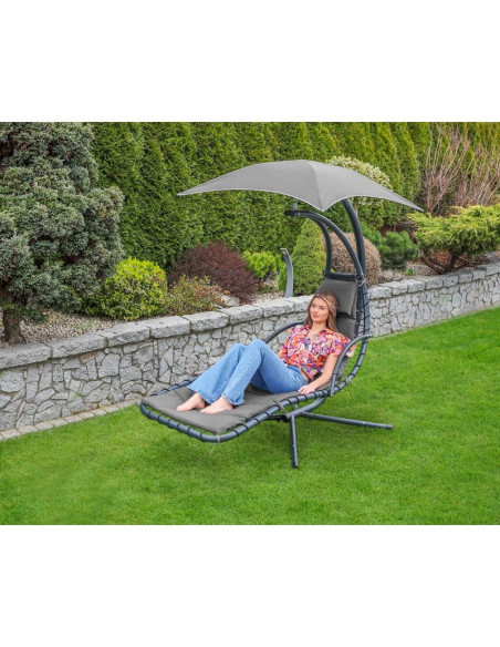 Huśtawka fotel bujany z parasolem lizbona ciemno szara