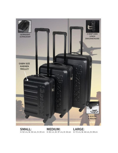 Zestaw 3 walizek 18/22/26 cale czarne slazenger
