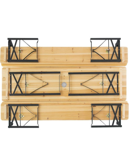 Zestaw piknikowy barowy drewniany stół i 2 ławki ze składanym oparciem