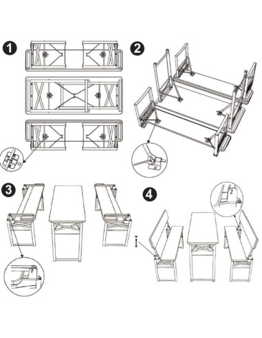 Zestaw piknikowy barowy drewniany stół i 2 ławki ze składanym oparciem