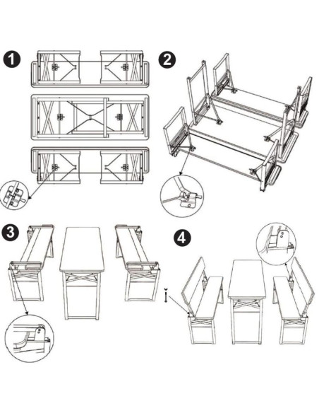 Zestaw piknikowy barowy drewniany stół i 2 ławki ze składanym oparciem