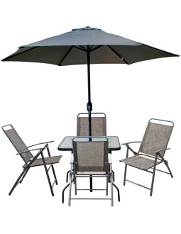 Zestaw mebli ogrodowych sydney stół 4 krzesła i parasol szary