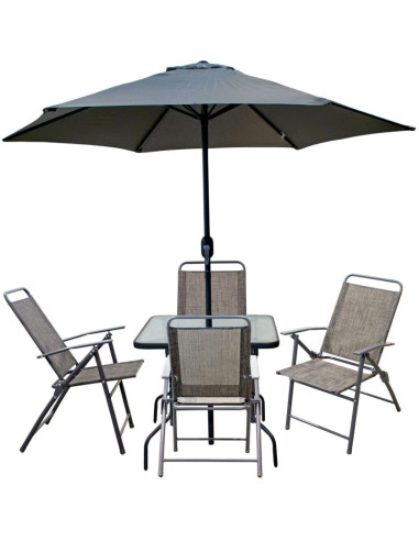Zestaw mebli ogrodowych sydney stół 4 krzesła i parasol szary