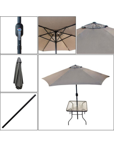 Zestaw mebli ogrodowych sydney stół 4 krzesła i parasol szary