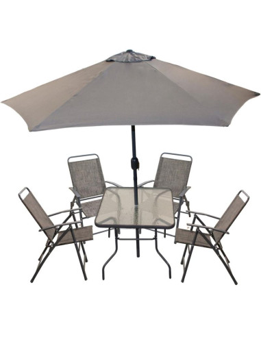 Zestaw mebli ogrodowych sydney stół 4 krzesła i parasol szary