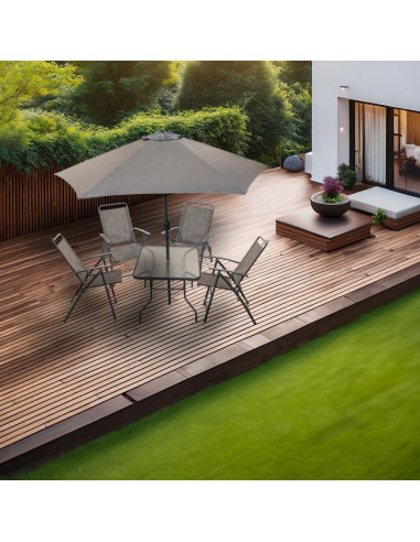 Zestaw mebli ogrodowych sydney stół 4 krzesła i parasol szary