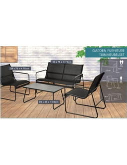 Zestaw mebli ogrodowych 4 cześciowy czarny 2