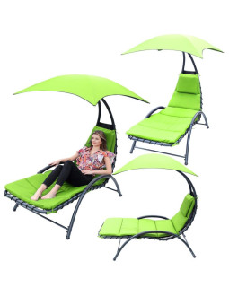 Leżak fotel z parasolem bergamo 200x125x180cm limonka