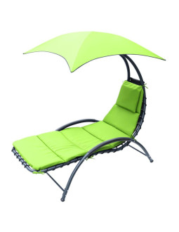 Leżak fotel z parasolem bergamo 200x125x180cm limonka 2