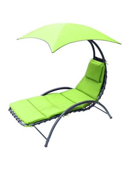 Leżak fotel z parasolem bergamo 200x125x180cm limonka