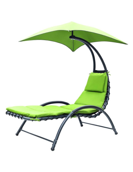 Leżak fotel z parasolem bergamo 200x125x180cm limonka