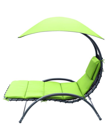 Leżak fotel z parasolem bergamo 200x125x180cm limonka