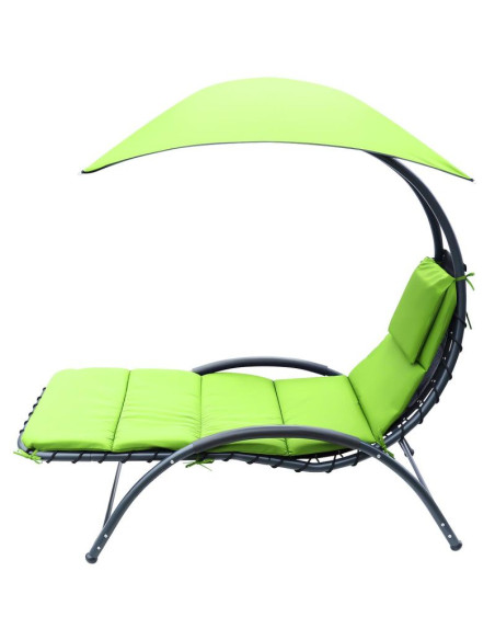 Leżak fotel z parasolem bergamo 200x125x180cm limonka