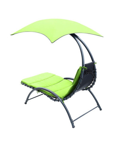 Leżak fotel z parasolem bergamo 200x125x180cm limonka