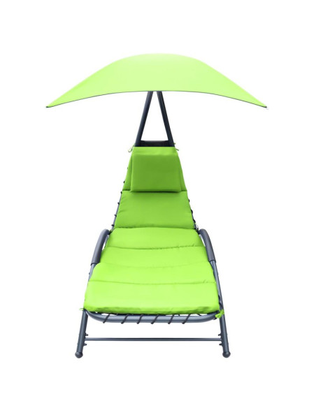 Leżak fotel z parasolem bergamo 200x125x180cm limonka