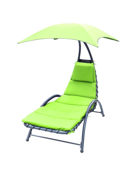 Leżak fotel z parasolem bergamo 200x125x180cm limonka