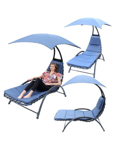 Leżak fotel z parasolem bergamo 200x125x180cm granat